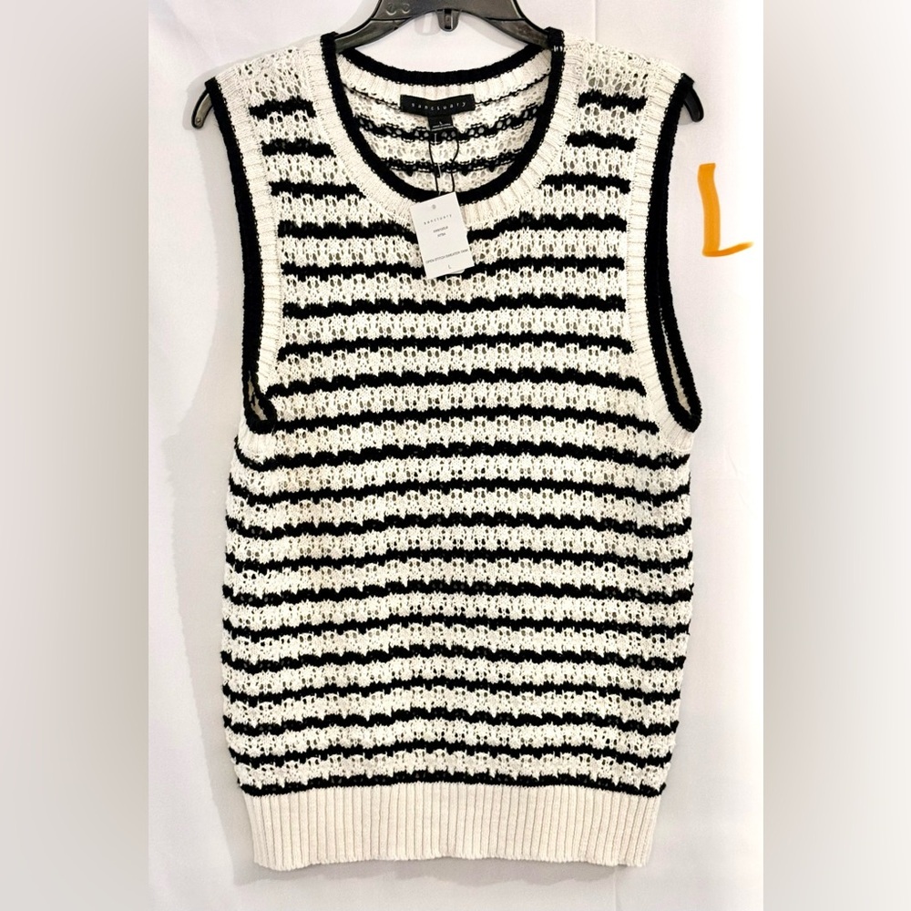 Sanctuary Black and White Striped Knit Top